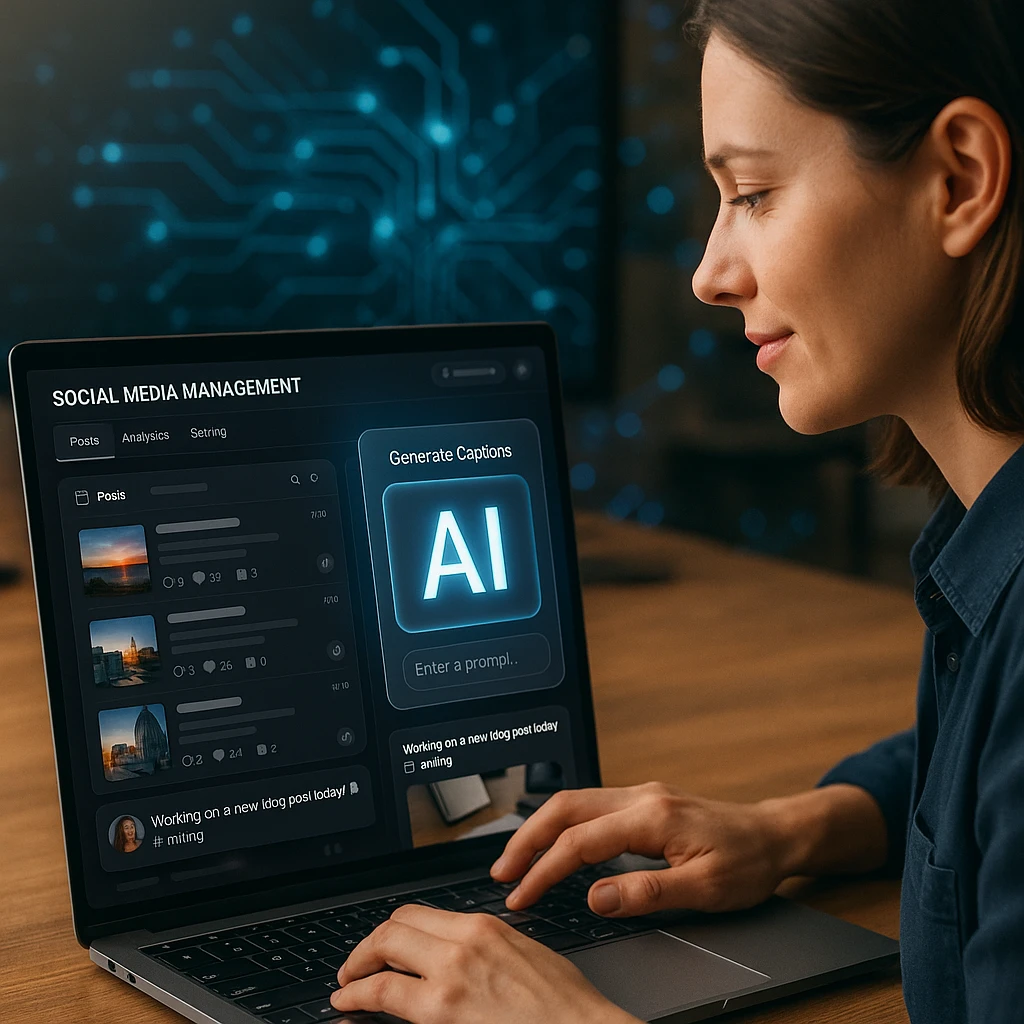 AI Facebook post generator dashboard interface