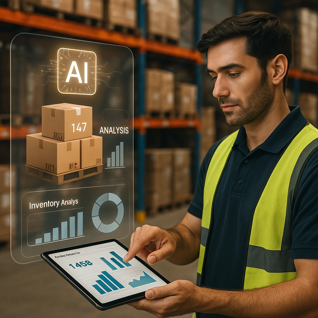 AI object counter analyzing warehouse inventory with detection overlays