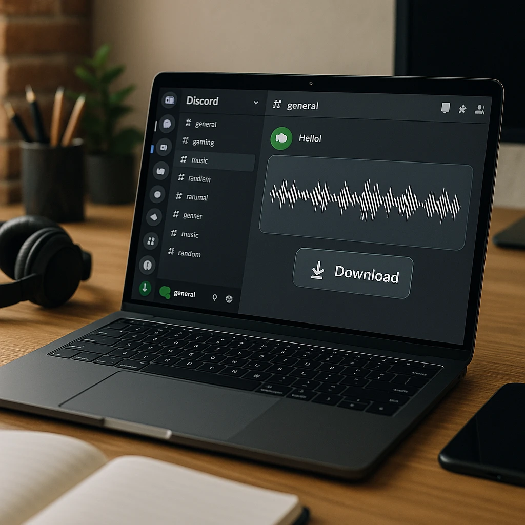 Person using Discord voice chat with professional microphone and audio recording setup