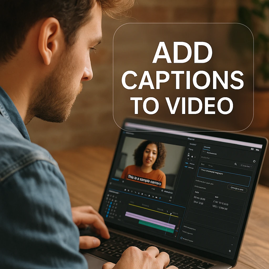 Premiere Pro Essential Graphics panel showing Create Captions button