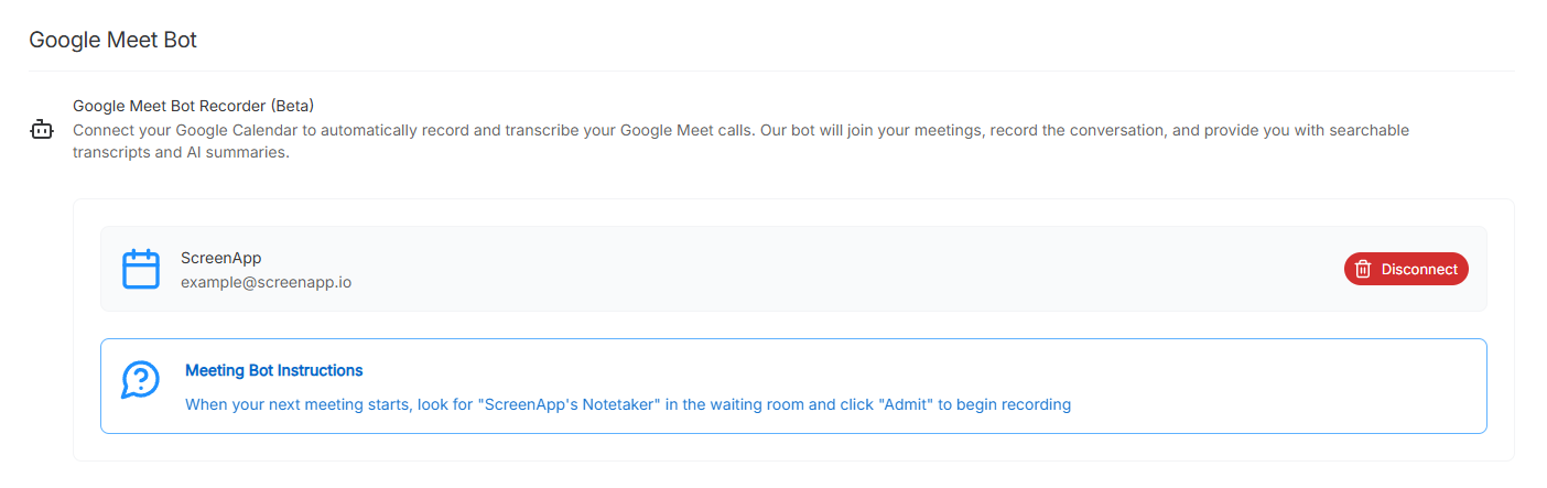Meeting Bot Configuration